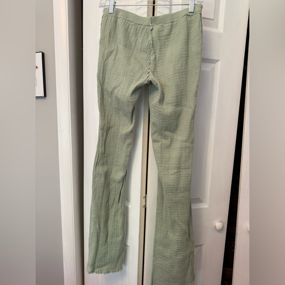 Free People Slim Split Hem Flare Pull-on Cotton Pants Sz Small Mint Green - Picture 6 of 7